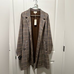 NWT Plaid Long Line Cardigan/Jacket